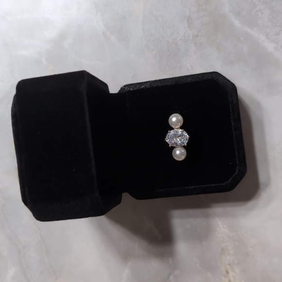 Charter Club Elegant Gold Plated Double Pearl & Crystal Ring Size 7 NWOT - Picture 8 of 8